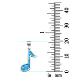 Music Note Charm Pendant Lab Created Blue Opal 925 Sterling Silver
