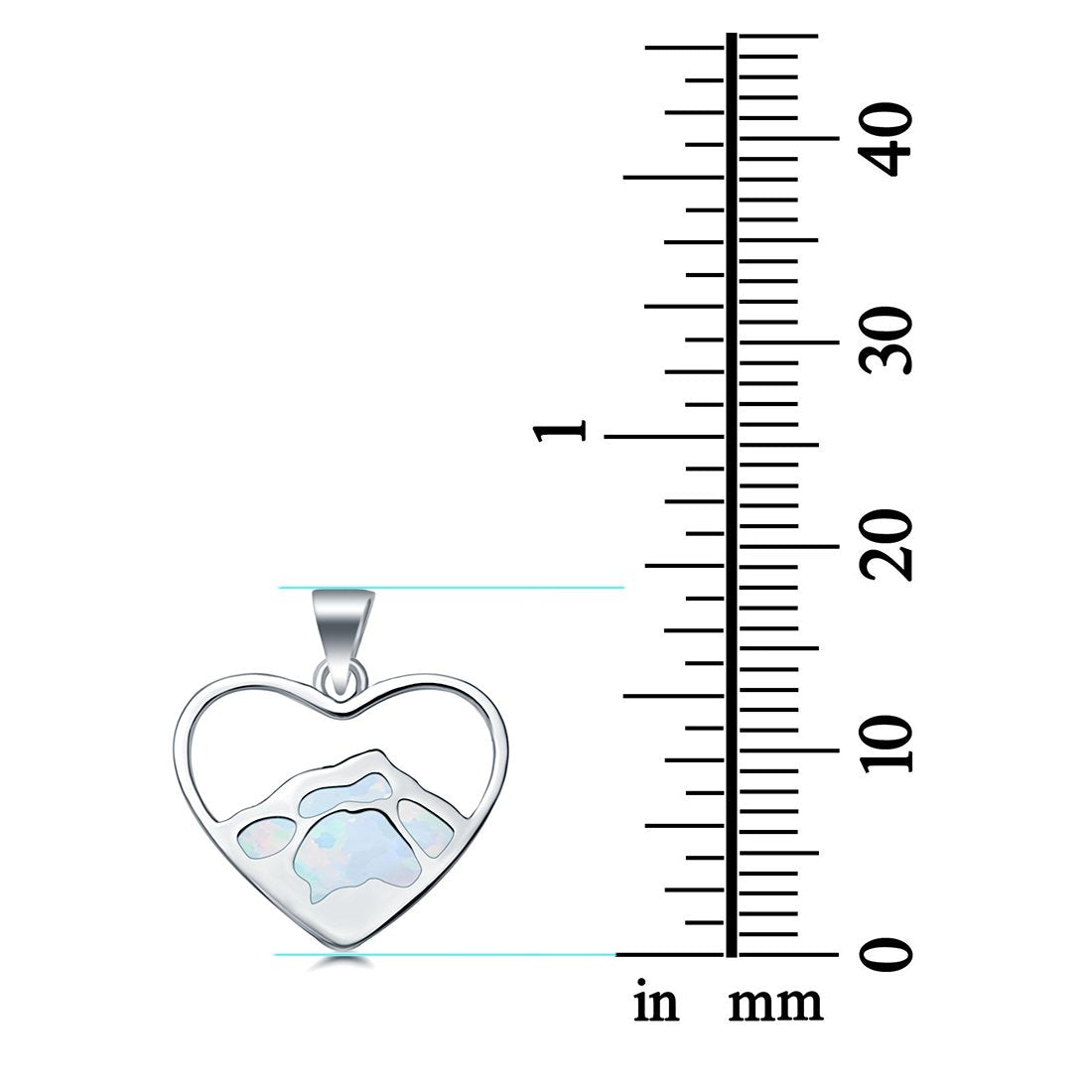 Mountain Heart Lab Created White Opal Charm Pendant 925 Sterling Silver