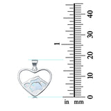 Mountain Heart Lab Created White Opal Charm Pendant 925 Sterling Silver