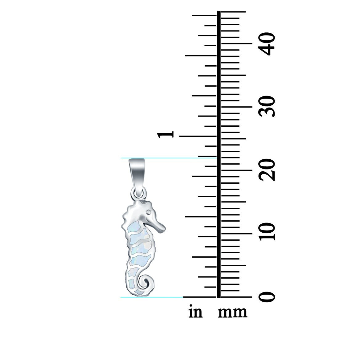 Seahorse Charm Pendant Lab Created White Opal 925 Sterling Silver