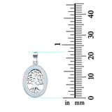 Oval Charm Pendant Tree Roots Lab Created White Opal 925 Sterling Silver