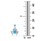 Beautiful Lab Created Blue Opal Crab Charm Pendant 925 Sterling Silver