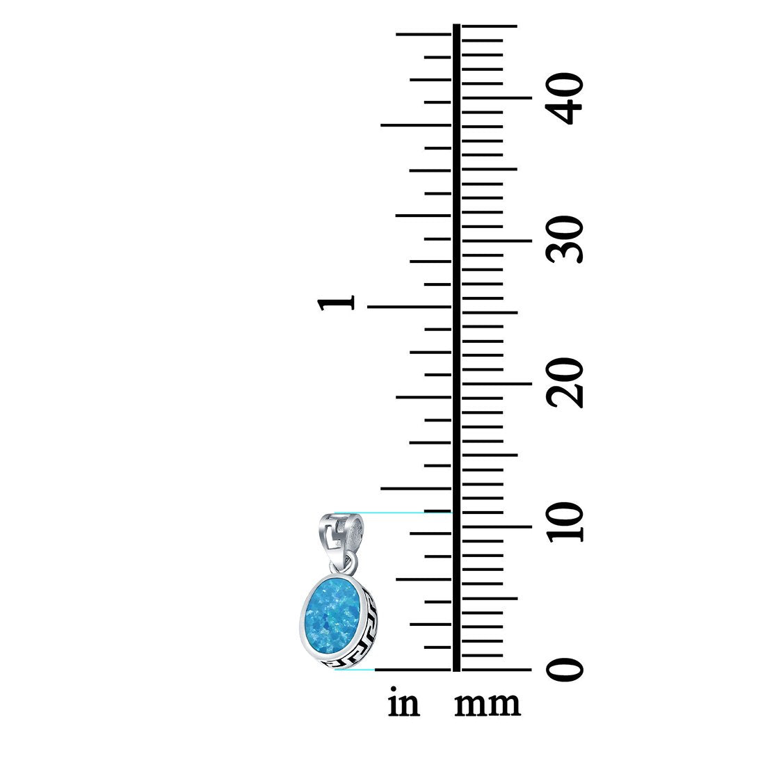 Oval Lab Created Blue Opal Pendant Charm 925 Sterling Silver (11mm)