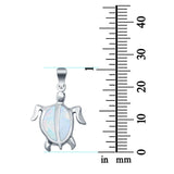 Sea Turtle Charm Pendant Lab Created White Opal 925 Sterling Silver