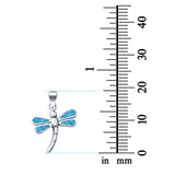 Pretty Insect Dragonfly Charm Pendant Lab Created Blue Opal 925 Sterling Silver
