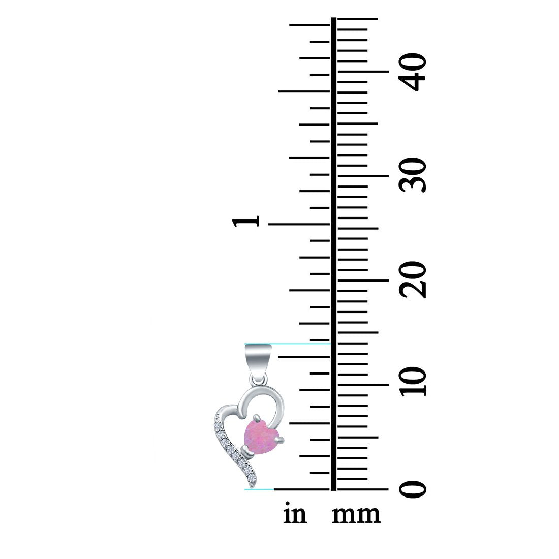 Love Heart Charm Pendant Lab Created Pink Opal 925 Sterling Silver