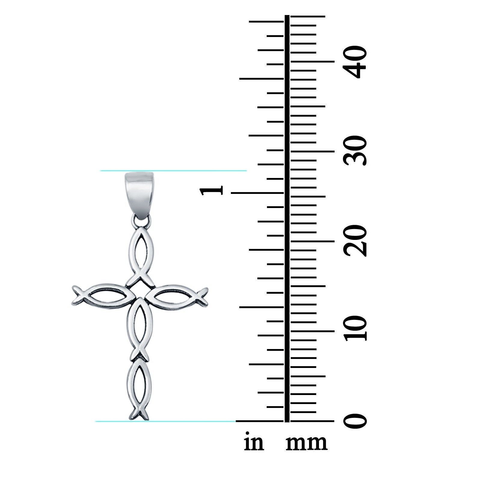 Christian Fish Cross Pendant Charm 925 Sterling Silver