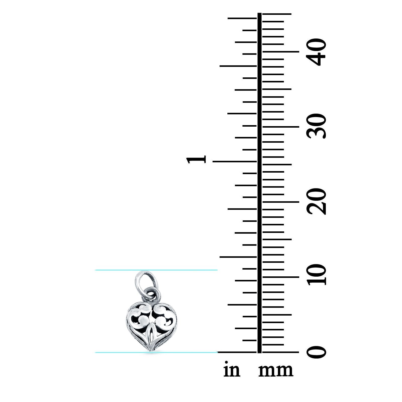 Bali Heart Charm Pendant 925 Sterling Silver Fashion Jewelry
