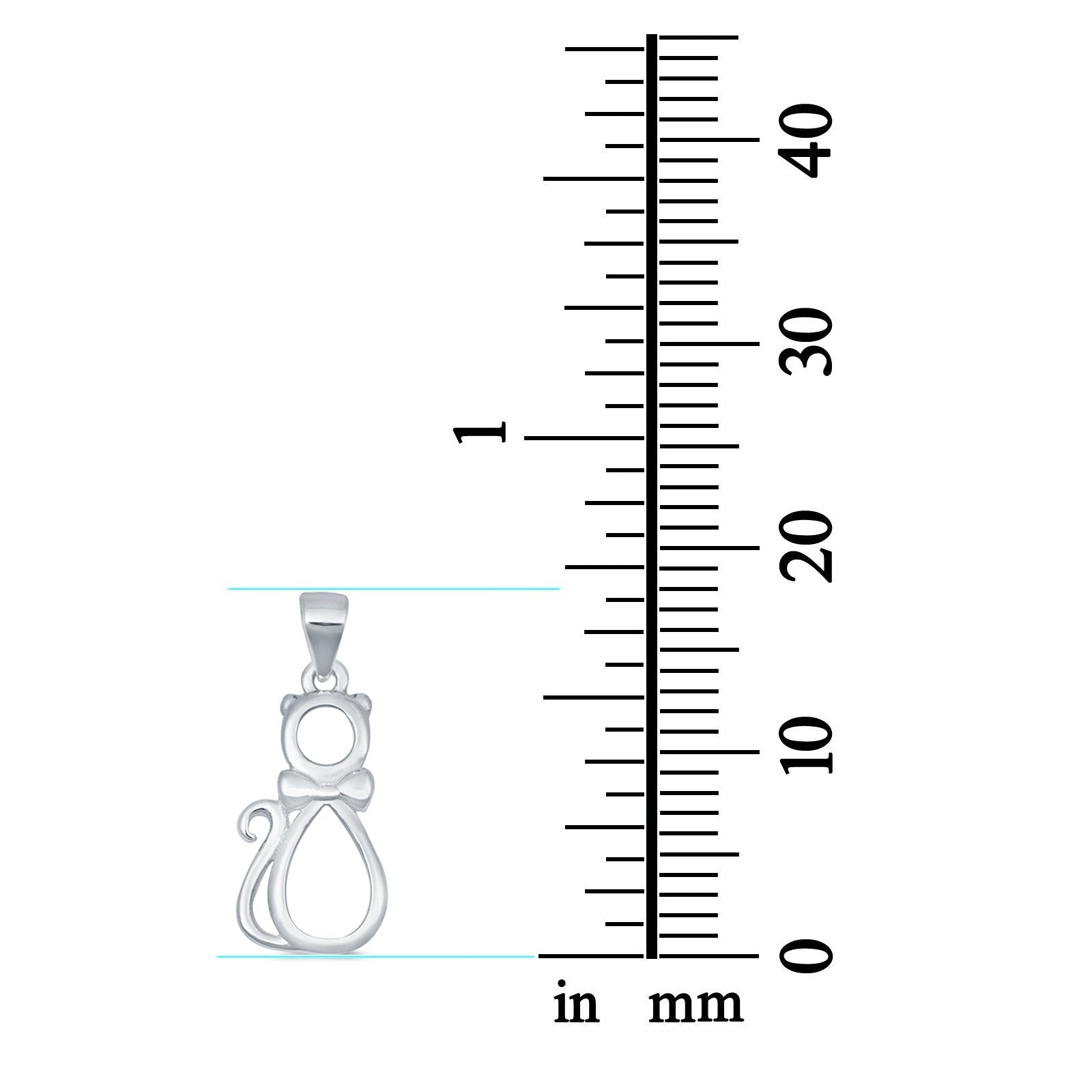 Cat Pendant Charm 925 Sterling Silver