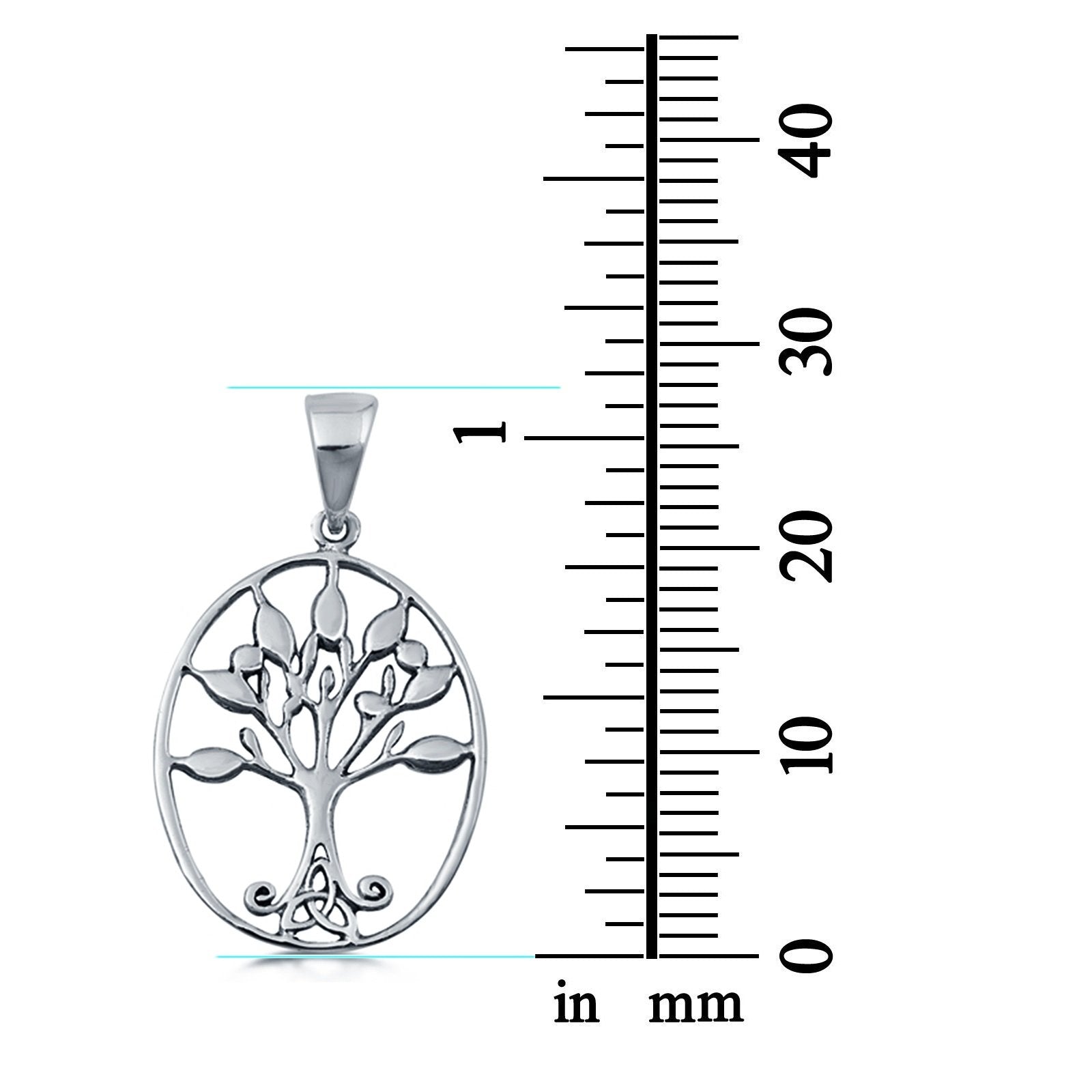 Oval Tree of Life Pendant Charm Solid 925 Sterling Silver