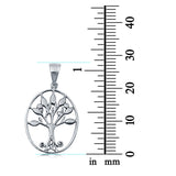 Oval Tree of Life Pendant Charm Solid 925 Sterling Silver
