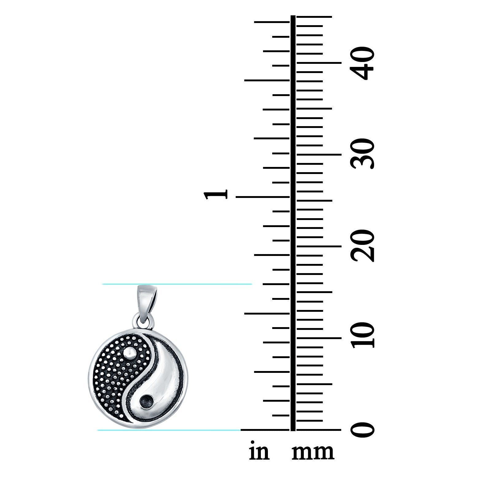 Silver Yin Yang Pendant Charm 925 Sterling Silver (16mm)