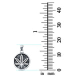 Marijuana Cannabis Pendant Charm 925 Sterling Silver (17mm)