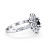 Art Deco Marquise Wedding Ring Simulated Black CZ 925 Sterling Silver