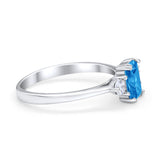 Emerald Cut Wedding Ring Simulated Blue Topaz CZ 925 Sterling Silver