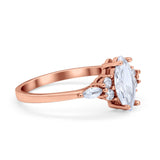Vintage Style Wedding Ring Marquise Rose Tone, Simulated Cubic Zirconia 925 Sterling Silver