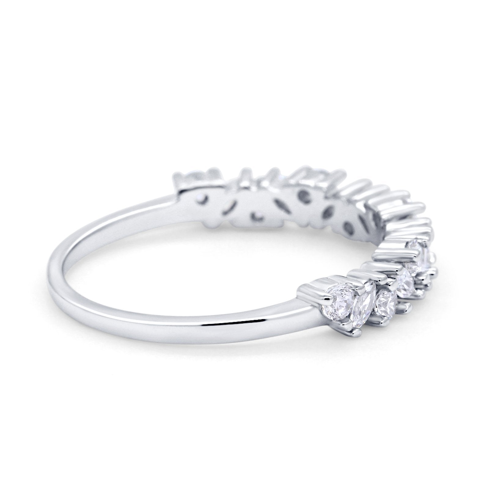 Art Deco Wedding Band Ring Marquise Round Cubic Zirconia 925 Sterling Silver