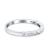 Half Eternity Wedding Band Ring Round Simulated Cubic Zirconia 925 Sterling Silver