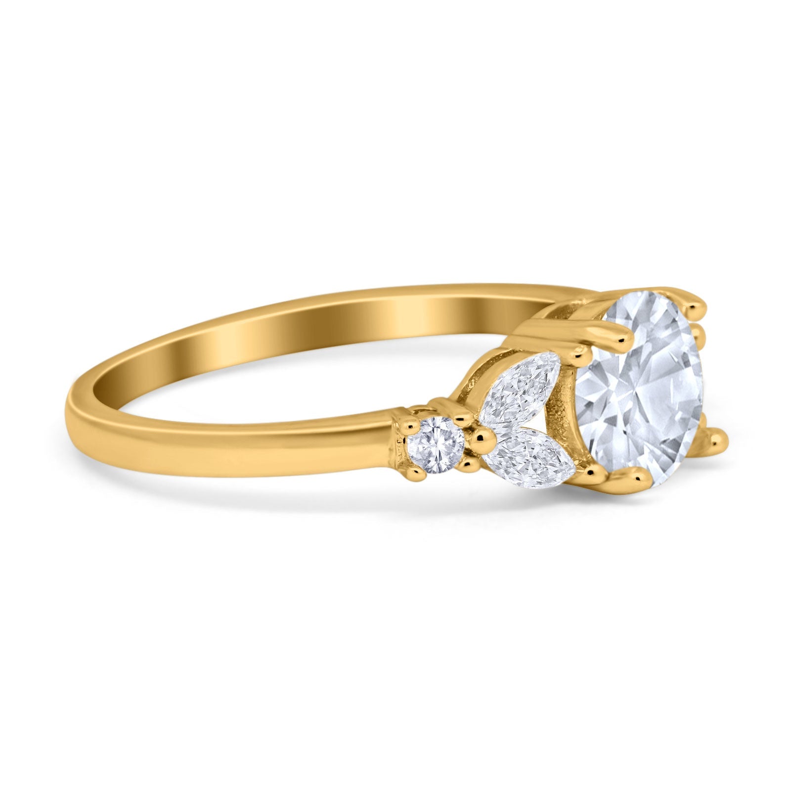 Art Deco Engagement Ring Cubic Zirconia Yellow Tone 925 Sterling Silver Wholesale
