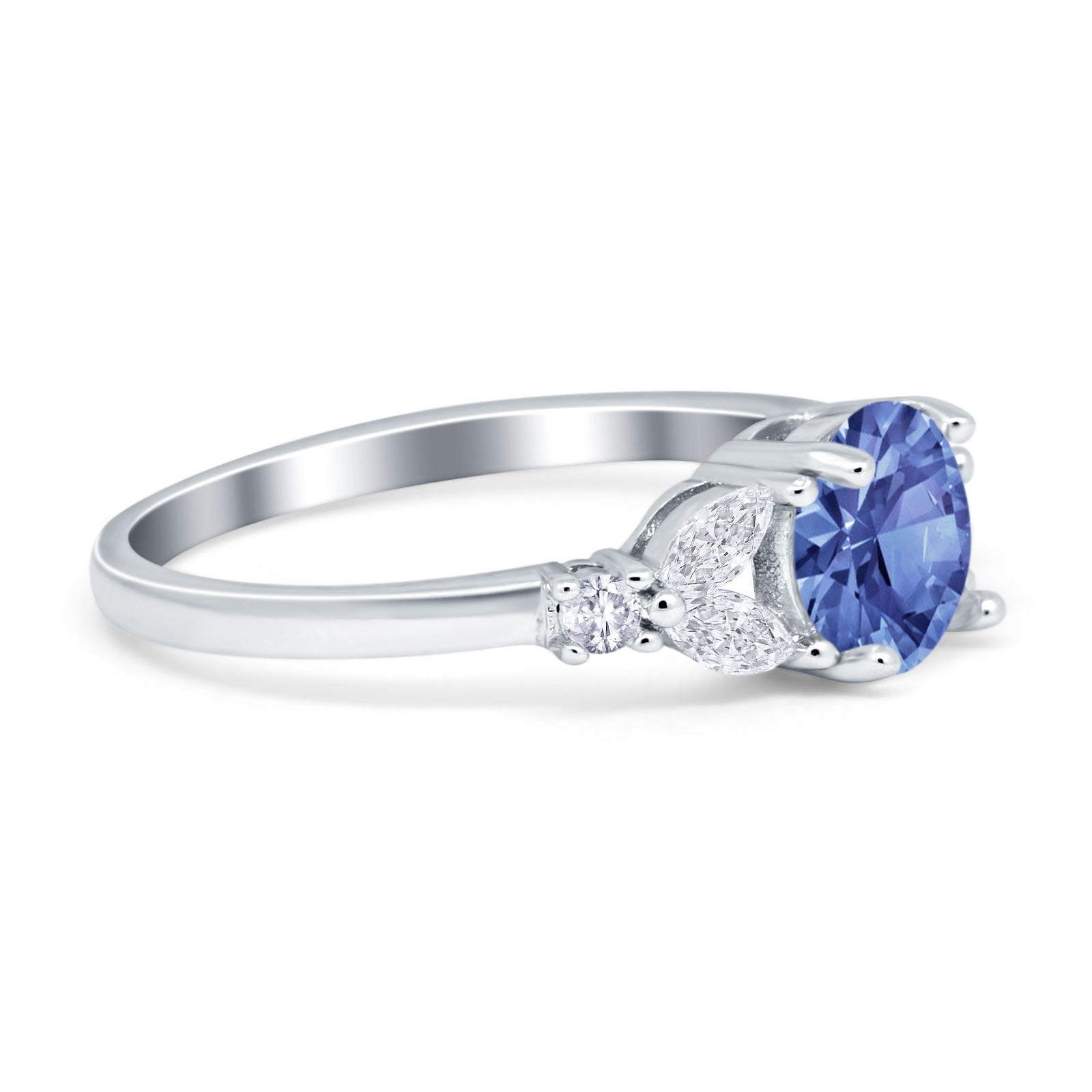 Art Deco Engagement Ring Round Tanzanite CZ 925 Sterling Silver Wholesale