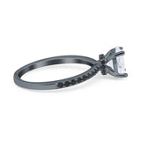 Accent Art Deco Wedding Ring Black Tone, Simulated Cubic Zirconia 925 Sterling Silver