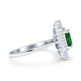 Emerald Cut Vintage Wedding Ring Simulated Green Emerald CZ 925 Sterling Silver