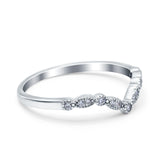 Curved Marquise Half Eternity Stackable Band Ring Simulated CZ 925 Sterling Silver