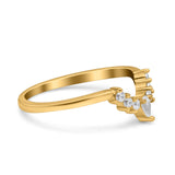 Curved Eternity Stackable Wedding Band Ring Yellow Tone, Simulated Cubic Zirconia 925 Sterling Silver