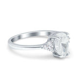 14K White Gold Teardrop Pear Art Deco Engagement Wedding Bridal Ring Round Simulated CZ Size-7