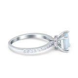 Cushion Cut Art Deco Vintage Engagement Wedding Bridal Ring Round Lab Created White Opal 925 Sterling Silver