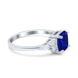 Cushion Cut Art Deco Engagement Ring Simulated Blue Sapphire CZ 925 Sterling Silver