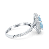 Teardrop Pear Vintage Engagement Ring Simulated Aquamarine CZ 925 Sterling Silver