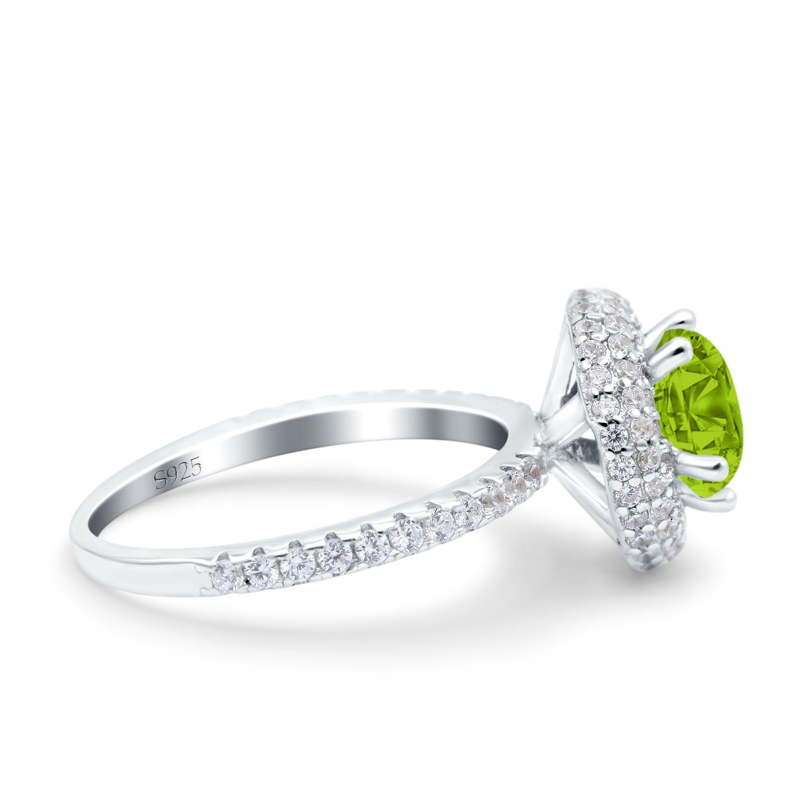 Halo Art Deco Wedding Ring Round Simulated Paraiba Tourmaline CZ 925 Sterling Silver