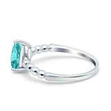 Teardrop Art Deco Pear Wedding Ring Simulated Paraiba Tourmaline CZ 925 Sterling Silver
