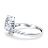 Teardrop Art Deco Pear Engagement Ring Simulated Cubic Zirconia 925 Sterling Silver