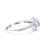 Starburst Teardrop Art Deco Pear Wedding Ring Simulated Cubic Zirconia 925 Sterling Silver