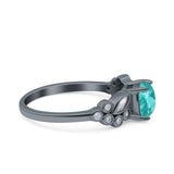 Vintage Style Cushion and Marquise Wedding Ring Black Tone, Simulated Paraiba Tourmaline CZ 925 Sterling Silver