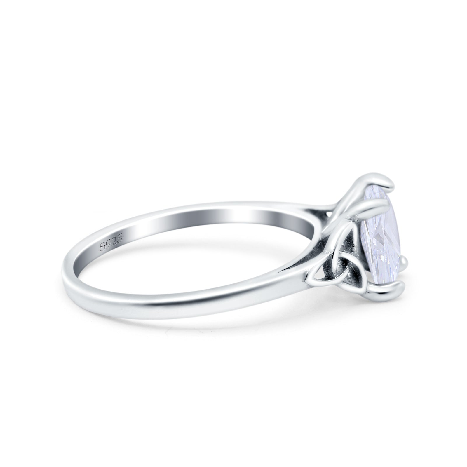 Celtic Art Deco Wedding Bridal Ring Round Simulated Cubic Zirconia 925 Sterling Silver