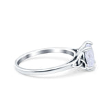 Celtic Art Deco Wedding Bridal Ring Round Simulated Cubic Zirconia 925 Sterling Silver