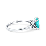 Celtic Art Deco Wedding Bridal Ring Round Simulated Paraiba Tourmaline CZ 925 Sterling Silver