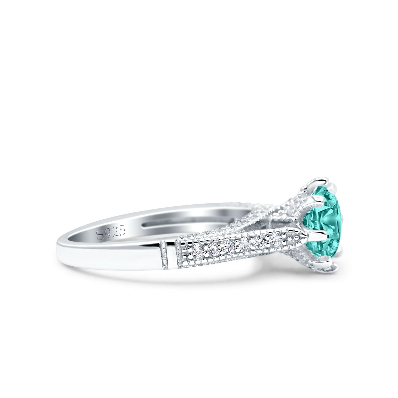 Art Deco Engagement Ring Paraiba Tourmaline CZ 925 Sterling Silver Wholesale