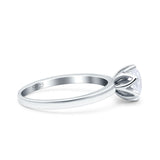 Art Deco Wedding Bridal Ring Round Simulated Cubic Zirconia 925 Sterling Silver