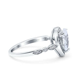 Teardrop Pear Art Deco Wedding Ring Simulated Cubic Zirconia 925 Sterling Silver
