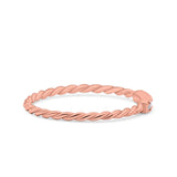 Half Eternity Ring Wedding Engagement Rope Band Round Rose Tone, Simulated CZ 925 Sterling Silver (2mm)