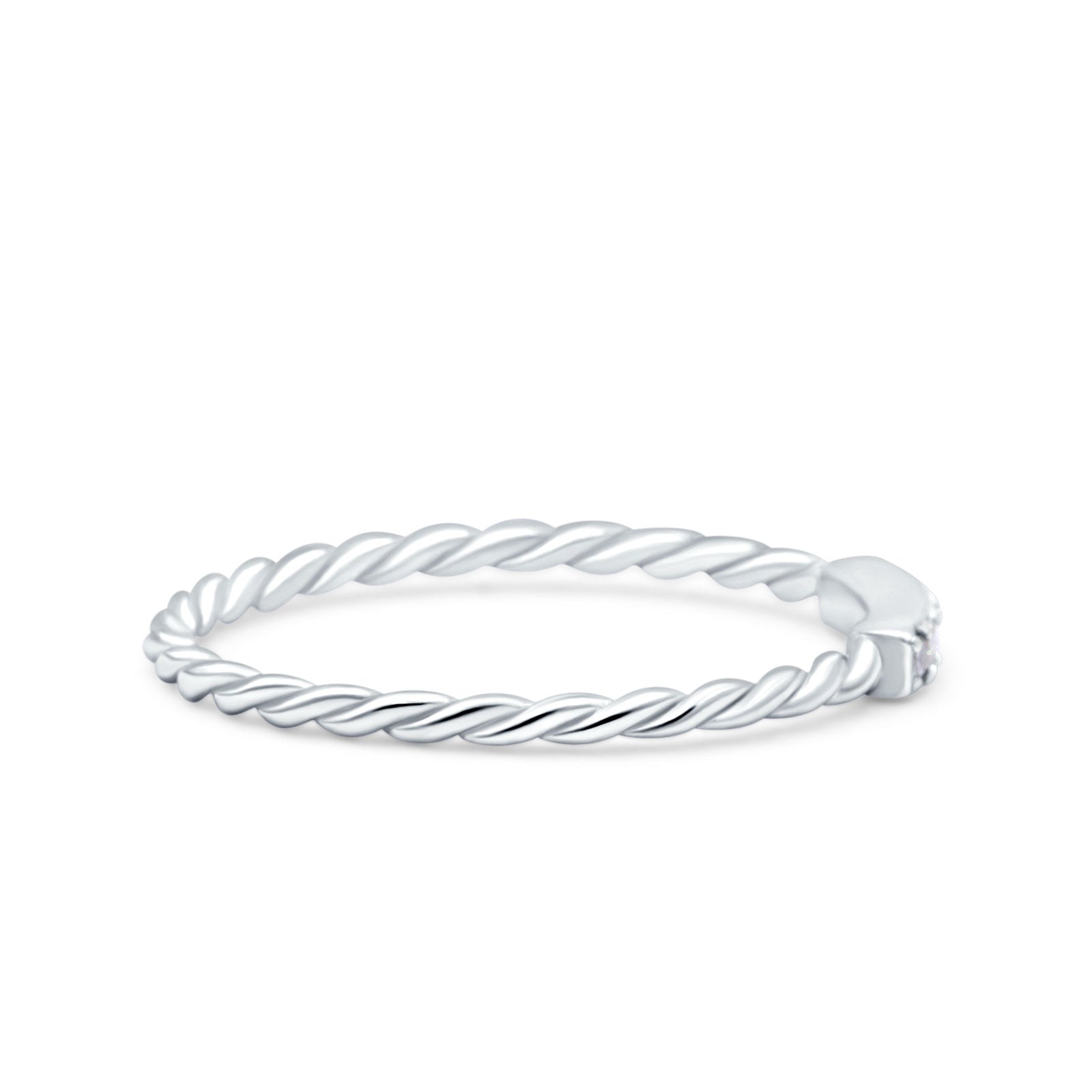 Half Eternity Ring Wedding Engagement Rope Band Round Simulated CZ 925 Sterling Silver (2mm)