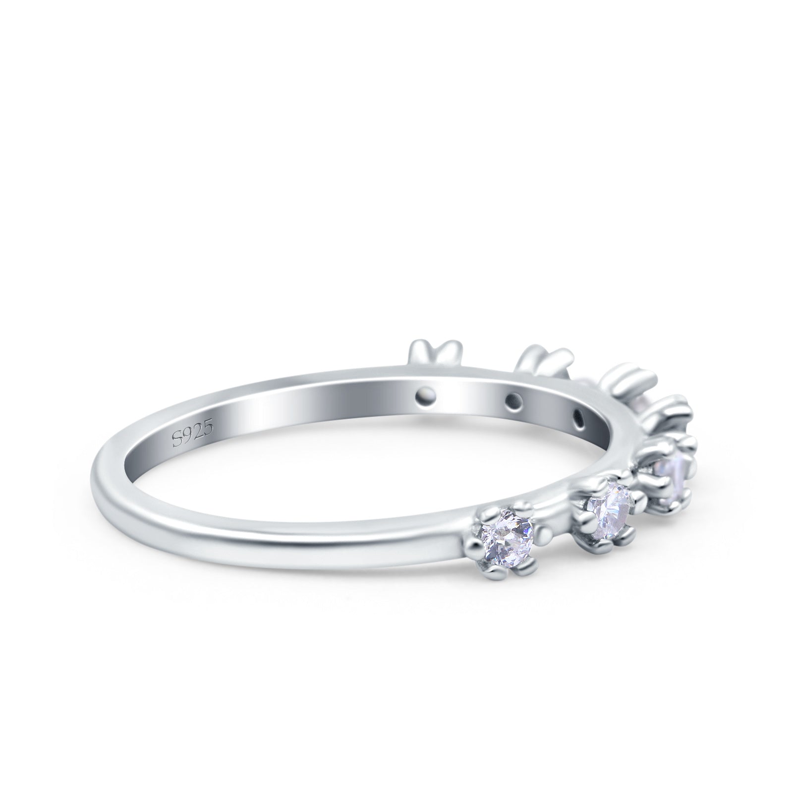 Half Eternity Ring Wedding Engagement Band Round Pave Simulated CZ 925 Sterling Silver (3mm)