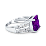 Princess Cut Art Deco Engagement Ring Simulated Amethyst CZ 925 Sterling Silver