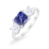 Princess Cut Engagement Ring Simulated Tanzanite CZ 925 Sterling Silver