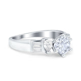 Round Wedding Ring Pear & Baguette Simulated Cubic Zirconia 925 Sterling Silver