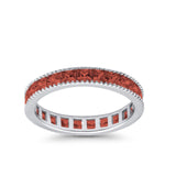 Full Eternity Wedding Band Ring Simulated Garnet CZ 925 Sterling Silver